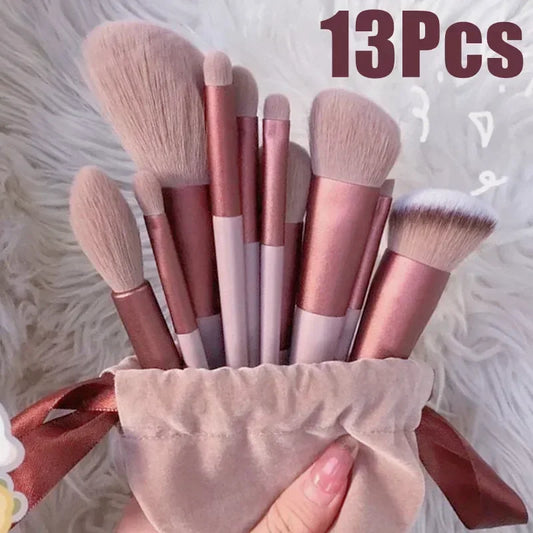 13 PCS Makeup Brushes Set - Eye Shadow, Foundation, Eyeshadow, Blush Beauty Soft Make Up Tools with Bag.